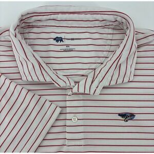 Onward Reserve Performance Polo Shirt Men XXL Red White Striped Fly Fishing Logo